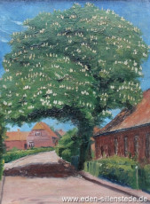 Sillenstede, Sögestraße, 1910er, 23,2x31 cm, Öl auf Holz, Privatbesitz (WV-Nr. 1114)