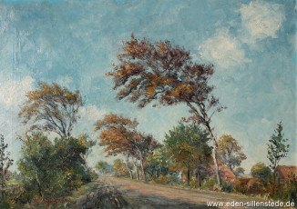 Sillenstede, Umland, An der jeverschen Straße, um 1950, 76x53 cm, Öl auf Leinwand, Privatbesitz (WV-Nr. 981)