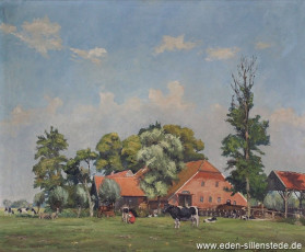 Sillenstede, Umland, Hof Mühlenreihe 4, 1948, 79x64 cm, Öl auf Leinwand, Privatbesitz (WV-Nr. 551)