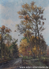 Sillenstede, Umland, Landstraße nach Jever, Stadt, 1960er, 60x84,3 cm, Öl auf Leinwand, Privatbesitz (WV-Nr. 867)