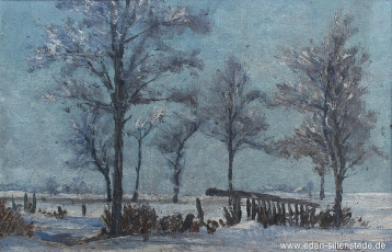 Sillenstede, Umland, Winterlandschaft, 39x26 cm, Öl auf Leinwand, Privatbesitz (WV-Nr. 968)