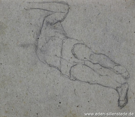 Skizze, Liegender Körper, 1945, 13,5x11 cm, Bleistift auf Papier, Nachlass Arthur Eden (WV-Nr. 398)