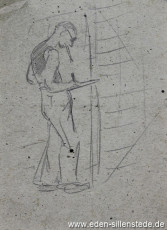 Skizze, Mann beim Zeichnen, 1945, 10x15 cm, Bleistift auf Papier, Nachlass Arthur Eden (WV-Nr. 426)