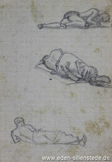 Skizze, Mitgefangene, 1945, 10,4x14,8 cm, Bleistift auf Papier, Nachlass Arthur Eden (WV-Nr. 366)