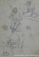 Skizze, Mitgefangene, 1945, 10x15 cm, Bleistift auf Papier, Nachlass Arthur Eden (WV-Nr. 423)