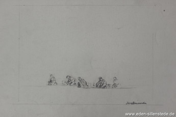 Skizze, Straßenmacher, 1950-60er, 27x20 cm, Kohlezeichnung, Nachlass Arthur Eden (WV-Nr. 307)