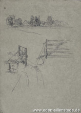 Skizze, Unbekannter Ort, Dorfansichten, 1930er, 22x27 cm, Bleistiftzeichnung, Nachlass Arthur Eden (WV-Nr. 255)