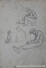 Skizze, Zeitvertreib und Langeweile, 1945, 15x24 cm, Bleistift auf Papier, Nachlass Arthur Eden (WV-Nr. 381)