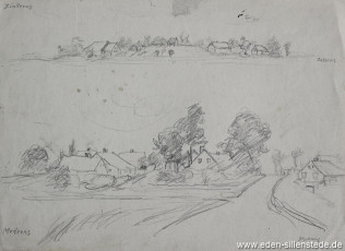 Skizze, Ziallerns-Mederns, 1920-50er, 29x21 cm, Bleistiftzeichnung, Nachlass Arthur Eden (WV-Nr. 323)