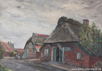 Steinhausen, Häuser, 1960er, 44x38 cm, Öl auf Leinwand, Privatbesitz (WV-Nr. 1195)