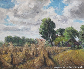 Steinhausen, Hocken bei Steinhausen, 1960er, 68,3x56,5 cm, Öl auf Leinwand, Privatbesitz (WV-Nr. 1348)