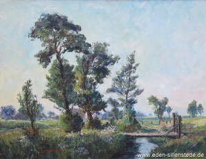 Steinhausen, Morgen bei Steinhausen, um 1960, 76x58,5 cm, Öl auf Leinwand, Privatbesitz (WV-Nr. 978)