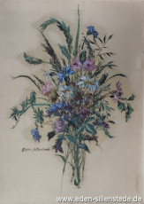 Stilleben, Blumenstrauß, 1950er, 23x32 cm, Öl auf Seide, Besitz Schlossmuseum Jever (WV-Nr. 730)