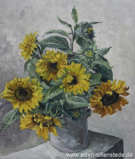 Stillleben, Sonnenblumen, 1950er, 60,5x70,3 cm, Öl auf Leinwand, Privatbesitz (WV-Nr. 859)