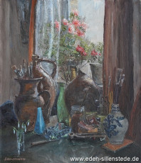 Stillleben, Vasen am Fenster, 1968, 61x70 cm, Öl auf Leinwand, Nachlass Arthur Eden (WV-Nr. 56)