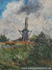 Südwolde, Mühle, 1962, 40x54,5 cm, Öl auf Leinwand, Nachlass Arthur Eden (WV-Nr. 137)