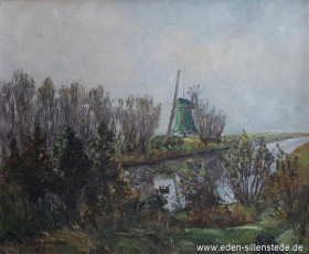 Uelkegatt, Mühle, 1960er, 56,1x46,3 cm, Öl auf Leinwand, Privatbesitz (WV-Nr. 958)