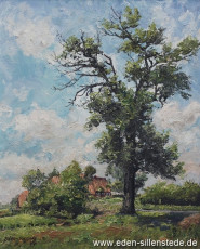 Unbekannter Ort, Alter Baum, 1960er, 46x57 cm, Öl auf Leinwand, Besitz Stadt Jever (WV-Nr. 833)