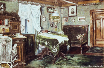 Unbekannter Ort, Altes Wohnzimmer, 1918, Ölgemälde, Verschollen (WV-Nr. 12)