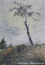 Unbekannter Ort, Baum in der Marsch, um 1960, 50x71 cm, Öl auf Leinwand, Privatbesitz (WV-Nr. 679)