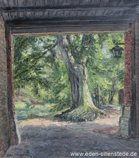 Unbekannter Ort, Blick durch ein Tor, 1965, 52x59 cm, Öl auf Leinwand, Privatbesitz (WV-Nr. 1282)