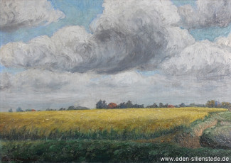 Unbekannter Ort, Friesische Landschaft, 1930-40er, 46x33 cm, Öl auf Karton, Besitz Schlossmuseum Jever (WV-Nr. 1277)