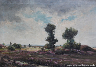 Unbekannter Ort, Heidelandschaft, 1960er, 74x52 cm, Öl auf Leinwand, Privatbesitz (WV-Nr. 22)