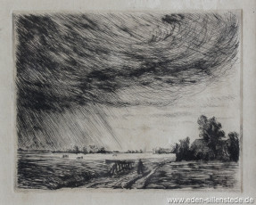 Unbekannter Ort, Landschaft, 1920er, 12,5x10 cm, Radierung, Privatbesitz (WV-Nr. 664)