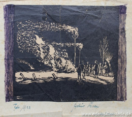 Unbekannter Ort, Osterfeuer, 1933, 19,5x15,5 cm, Lithographie, Nachlass Arthur Eden (WV-Nr. 1299)