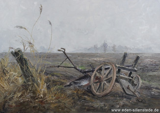 Varel, Räderpflug bei Rahling, um 1959, 74x52 cm, Öl auf Leinwand, Besitz Schlossmuseum Jever (WV-Nr. 784)