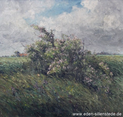 Unbekannter Ort, Sturmtag in der Marsch, 1950er, 64,5x60,5 cm, Öl auf Leinwand, Besitz Schlossmuseum Jever (WV-Nr. 812)