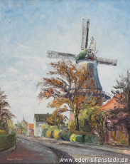 Varel, Mühle, 1950er, 50,5x62,5 cm, Öl auf Leinwand, Besitz Stadt Schortens (WV-Nr. 816)