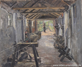 Varel, Seilerei Heinrich Steinhoff, 1949, 62x50,5 cm, Öl auf Leinwand, Privatbesitz (WV-Nr. 1118)