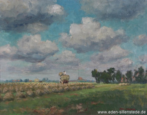 Waddewarden, Ernte, 1930-40er, 39,3x30 cm, Öl auf Leinwand, Privatbesitz (WV-Nr. 1410)