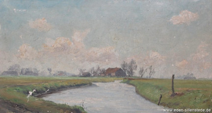 Waddewarden, Hookstief bei Nadorst, 1930-40er, 40x22 cm, Öl auf Leinwand, Privatbesitz (WV-Nr. 1386)