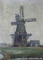 Waddewarden, Mühle, 1940-50er, 27,5x37 cm, Öl auf Leinwand, Privatbesitz (WV-Nr. 983)