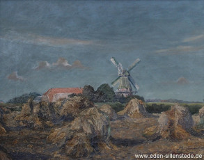 Waddewarden, Mühle, 1940er, 46x36 cm, Öl auf Leinwand, Privatbesitz (WV-Nr. 842)