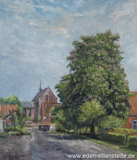 Waddewarden, Sillensteder Straße, 1964, 50,5x58 cm, Öl auf Leinwand, Besitz Gemeinde Wangerland (WV-Nr. 498)
