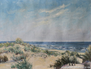 Wangerooge, Strand, 1957, 80x60,5 cm, Öl auf Leinwand, Privatbesitz (WV-Nr. 1084)