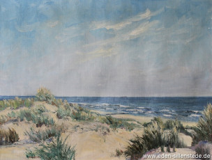 Wangerooge, Am Strand, 1957, 80x60,5 cm, Öl auf Leinwand, Privatbesitz (WV-Nr. 1084)
