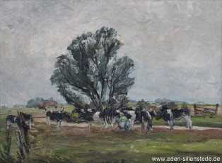 Wichtens, Kühe auf der Weide, 1950er, 60x44 cm, Öl auf Leinwand, Privatbesitz (WV-Nr. 481)