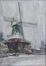 Wilhelmshaven, Kopperhörner Mühle, 1940-50er, 32,3x44,2 cm, Öl auf Leinwand, Privatbesitz (WV-Nr. 949)