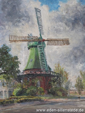 Wilhelmshaven, Kopperhörner Mühle, 1960er, 50x66 cm, Öl auf Leinwand, Privatbesitz (WV-Nr. 939)