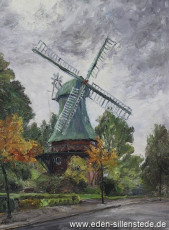 Wilhelmshaven, Kopperhörner Mühle, 1960er, 50x67 cm, Öl auf Leinwand, Privatbesitz (WV-Nr. 49)