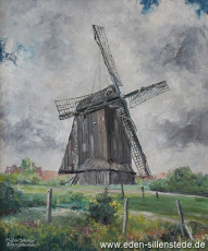 Wilhelmshaven, Mühle in Schaar, 1960er, 50x60 cm, Öl auf Leinwand, Privatbesitz (WV-Nr. 676)