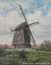 Wilhelmshaven, Mühle in Schaar, 1960er, 50x64 cm, Öl auf Leinwand, Nachlass Arthur Eden (WV-Nr. 107)