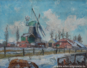 Wittmund, Mühle bei Wittmund, 1962, 42x32,5 cm, Öl auf Leinwand, Privatbesitz (WV-Nr. 1245)