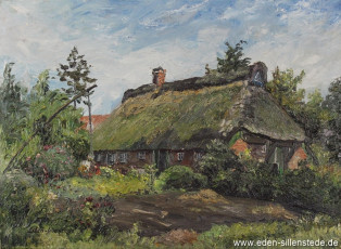 Zetel, Haus in Blauhand, 1960er, 60,5x44 cm, Öl auf Leinwand, Privatbesitz (WV-Nr. 26)