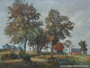 Schortens, Bei Schortens, um 1960, 70,3x52 cm, Öl auf Leinwand, Privatbesitz (WV-Nr. 1502)