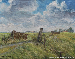 Waddewarden, Am Hookstief bei Nadorst, 1960er, 62,5x49 cm, Öl auf Leinwand, Privatbesitz (WV-Nr. 986)